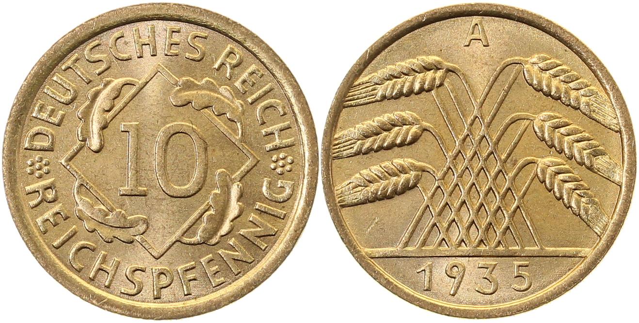 10 Reichspfennig 1935 A J317 prfr/stgl