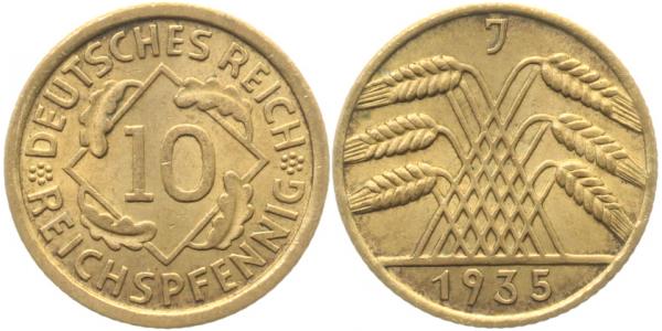 10 Reichspfennig 1935 J vz J317