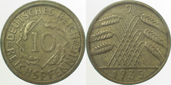 10 Reichspfennig 1935 J vz- J317