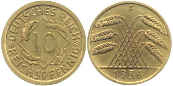10 Reichspfennig 1936 F prfr J317