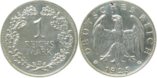 1 Reichsmark 1925 D Archiv Franquinet Unikat PP-