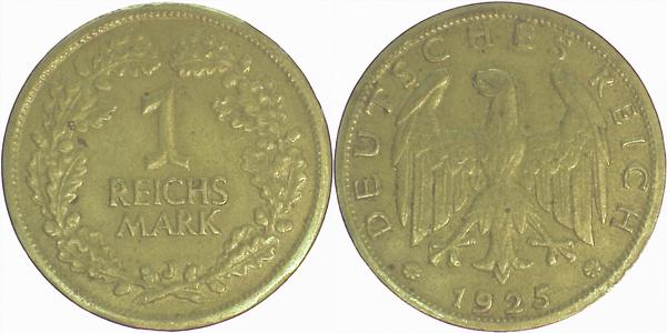 1 Reichsmark 1925 J ss/vz J319