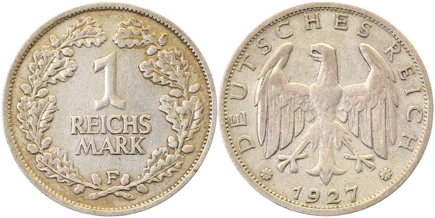 1 Reichsmark 1927 F ss/vz J319 1 RM