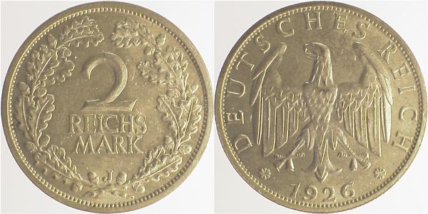 2 Reichsmark 1926 J kl. Krätzerchen, Archiv Franquinet