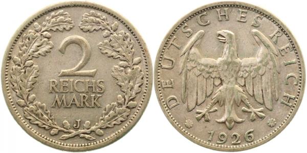 2 Reichsmark 1926 J ss/vz J320