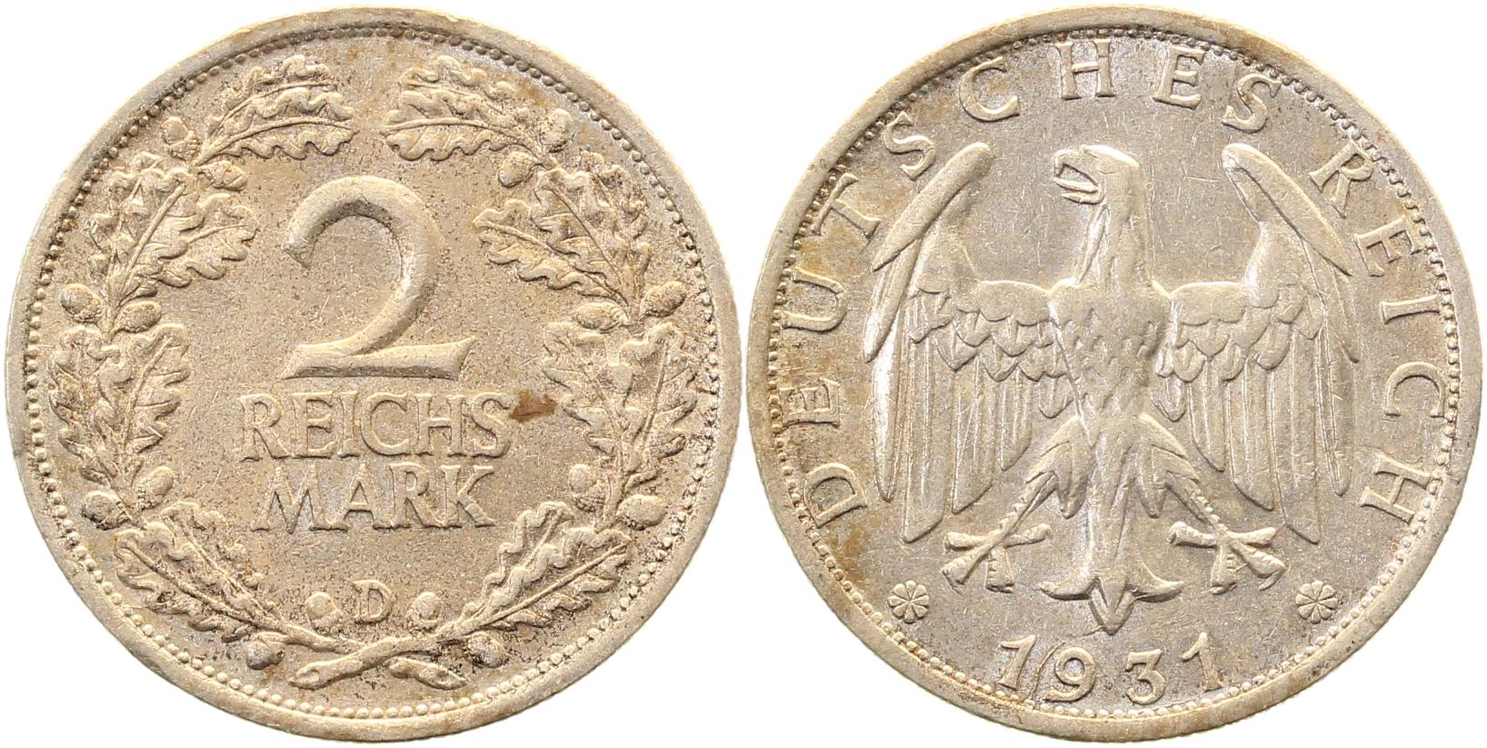 2 Reichsmark 1931 D f vz ! J320