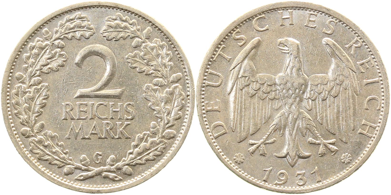 2 Reichsmark 1931 G vz Archiv Franquinet J320