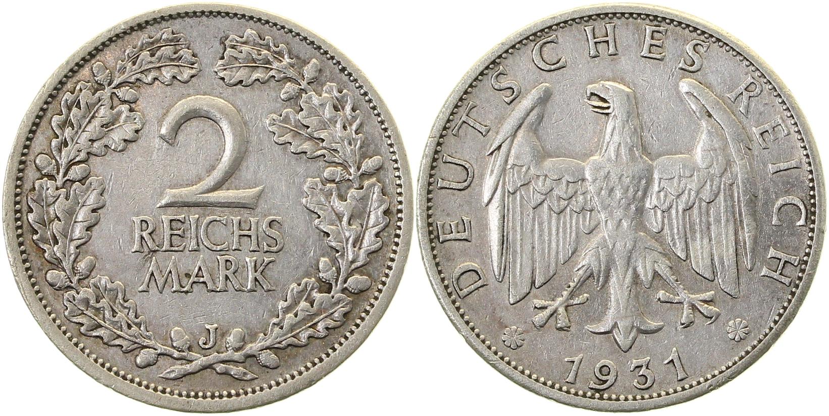 2 Reichsmark 1931 J J320 ss/vz