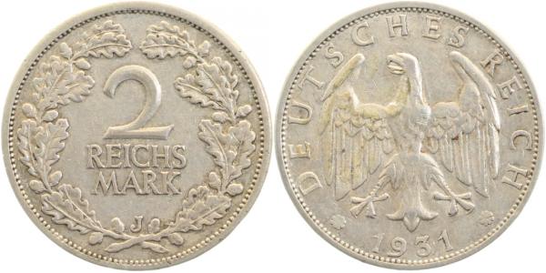2 Reichsmark 1931 J J320 ss