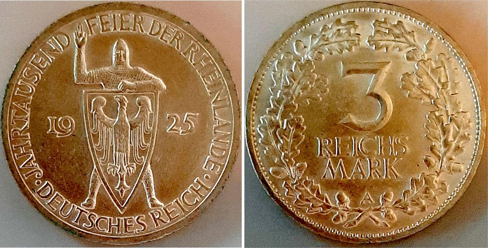 3 Reichsmark 1925 A Jahrtausendfeier Rheinlande