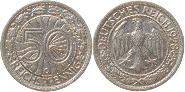 50 Reichspfennig 1928 G ss/vz J324