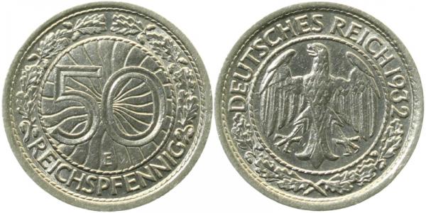 50 Reichspfennig 1932 E vz J324