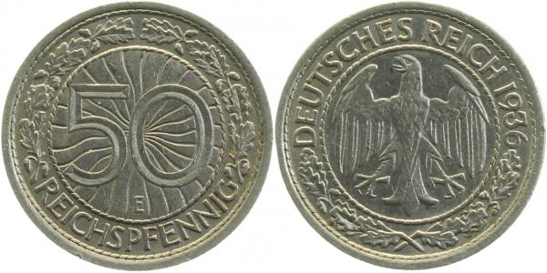 50 Reichspfennig 1936 E vz J324