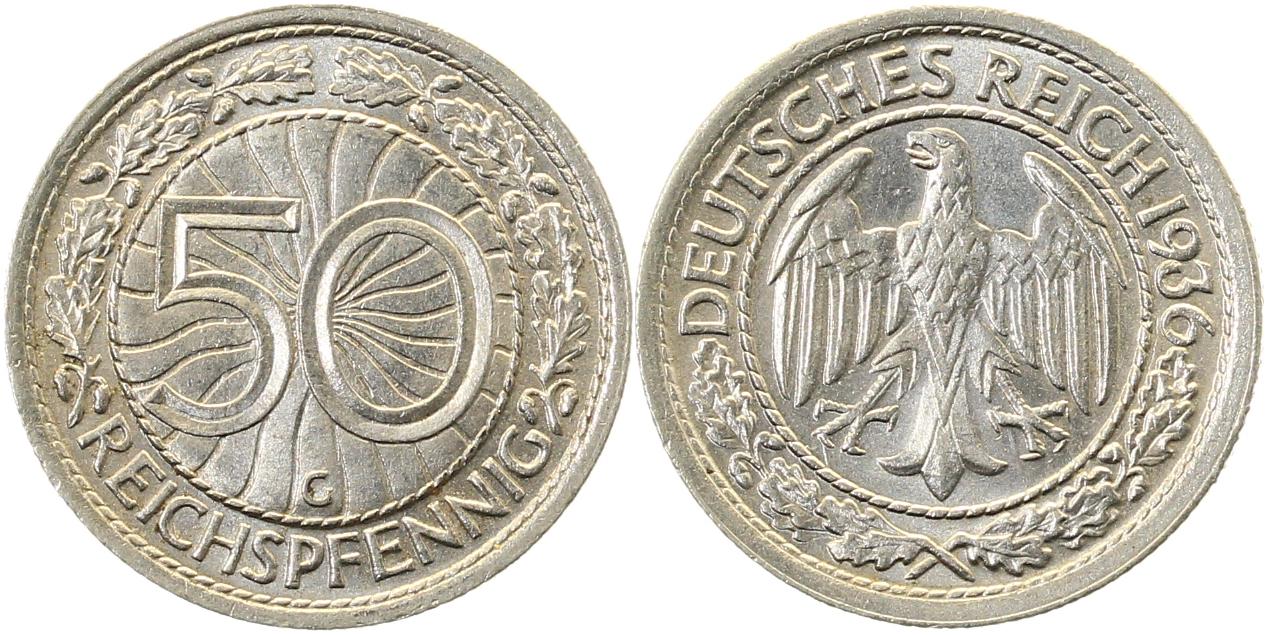 50 Reichspfennig 1936 G f stgl !! J324