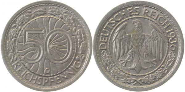 50 Reichspfennig 1936 G f vz J324