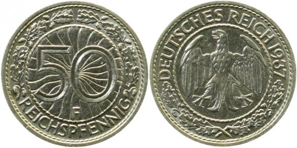 50 Reichspfennig 1937 F f.prfr J324