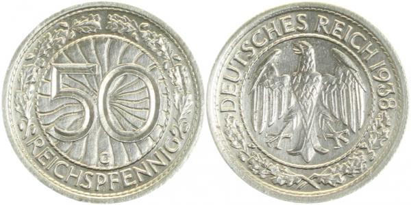 50 Reichspfennig 1938 G vz+ J324