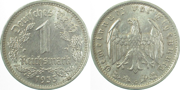 1 Reichsmark 1933 G f prfr J354