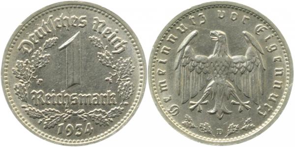 1 Reichsmark 1934 D vz+ J354