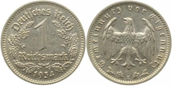 1 Reichsmark 1934 E f vz J354