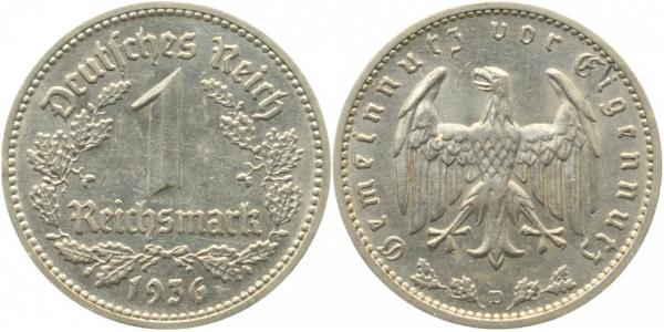 1 Reichsmark 1936 D vz J354