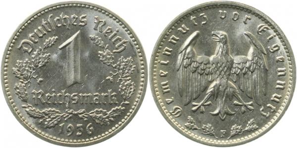 1 Reichsmark 1936 F vz/stgl-prfr J354