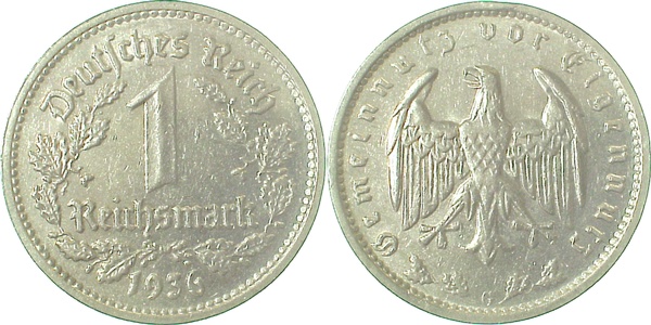 1 Reichsmark 1936 G ss/vz J354