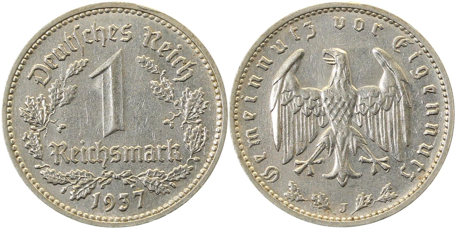 1 Reichsmark 1937 J prfr/stgl J354