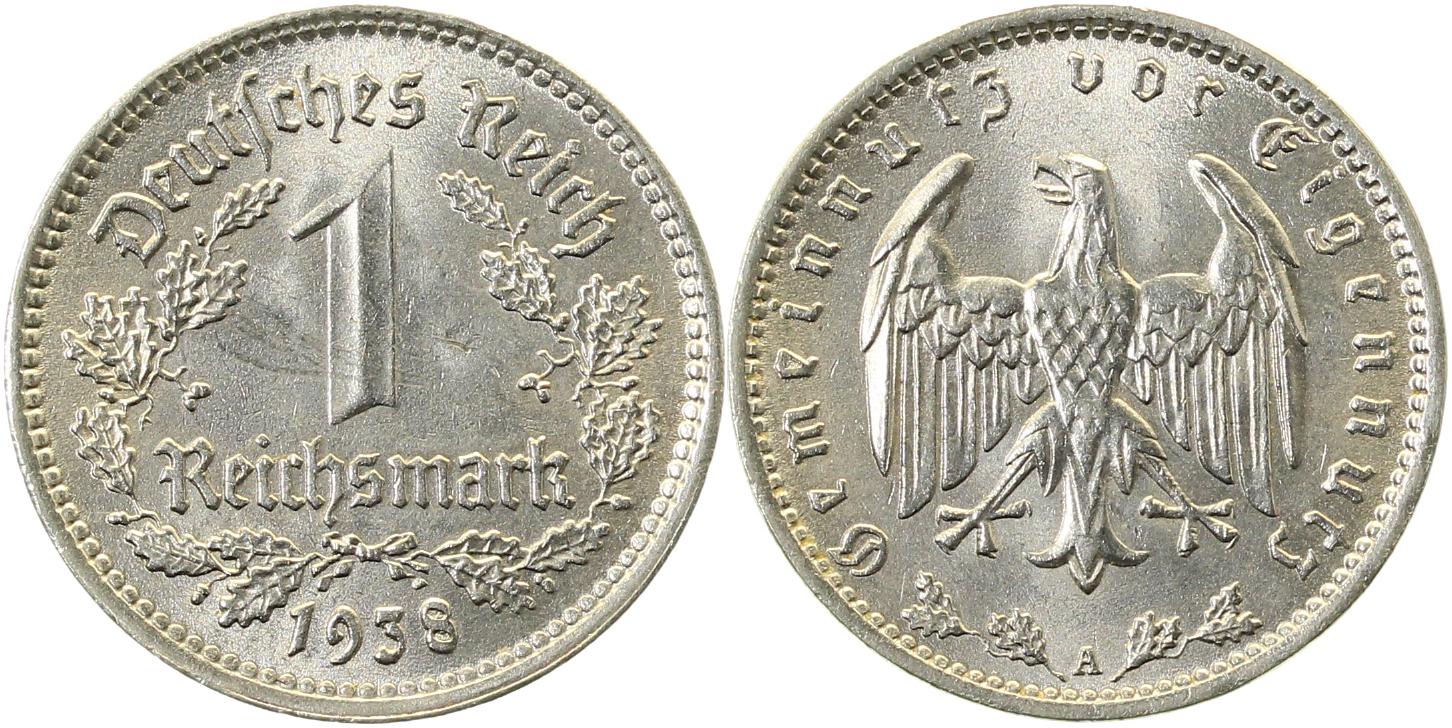 1 Reichsmark 1938 A vz/st J354
