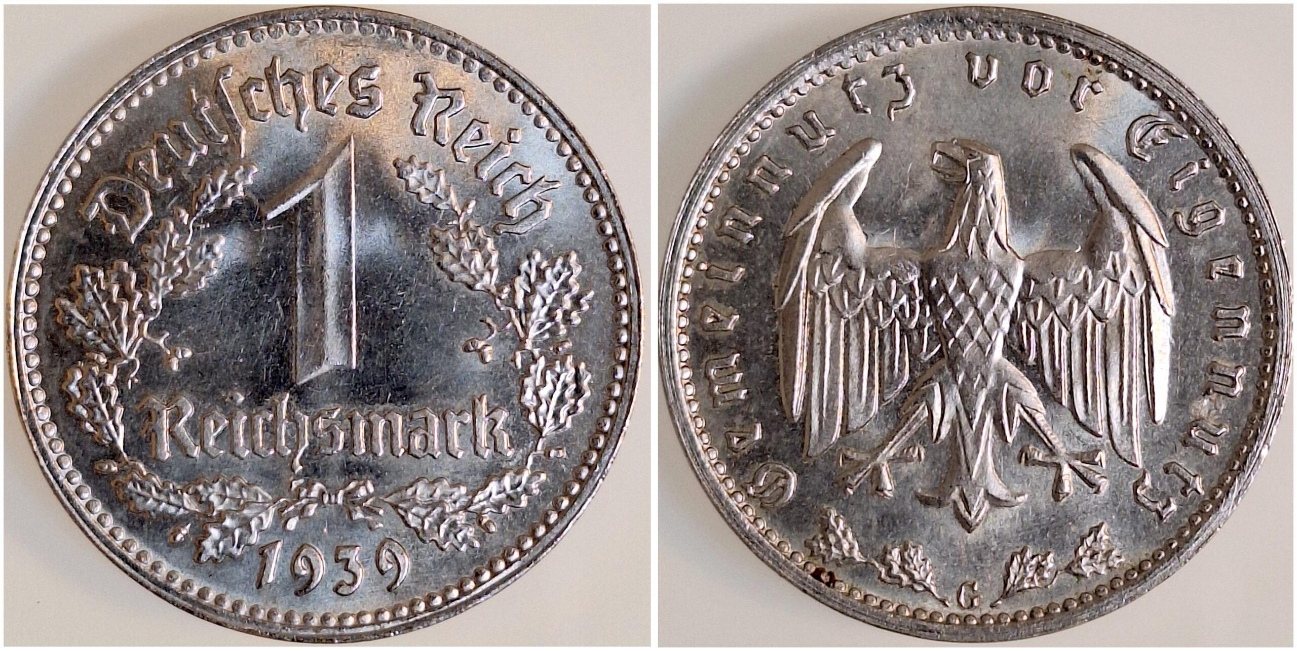 1 Reichsmark 1939 G J354 prägefrisch/fast prägefrisch