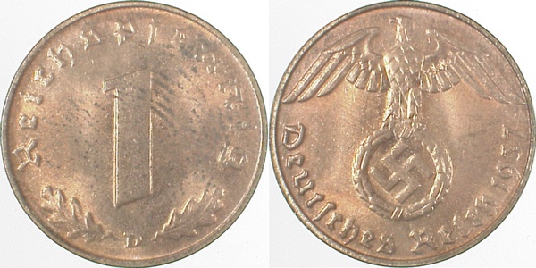 1 Pfennig 1937 D J361 Drittes Reich