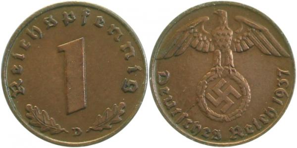 1 Pfennig 1937 D vz J361 vz 1 Pfennig