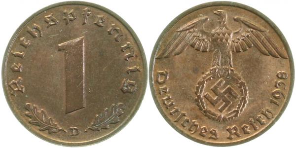 1 Pfennig 1938 D J361 prfr