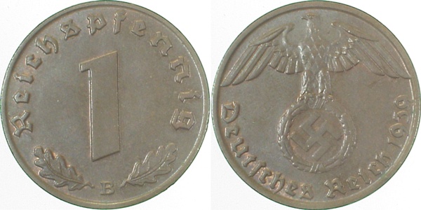 1 Pfennig 1939 B J361 Drittes Reich