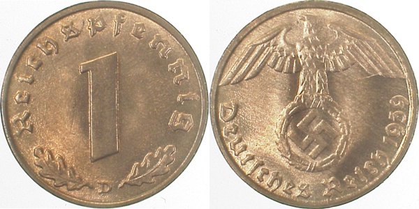 1 Pfennig 1939 D J361 Drittes Reich