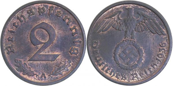 2 Pfennig 1936 A J362 Drittes Reich