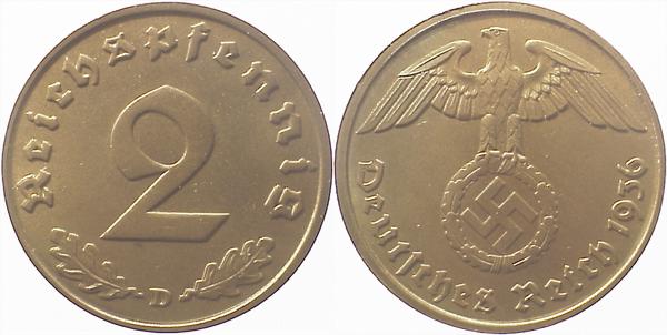 2 Pfennig 1936 D J362 Drittes Reich