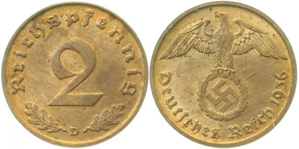 2 Pfennig 1936 D J362 Drittes Reich