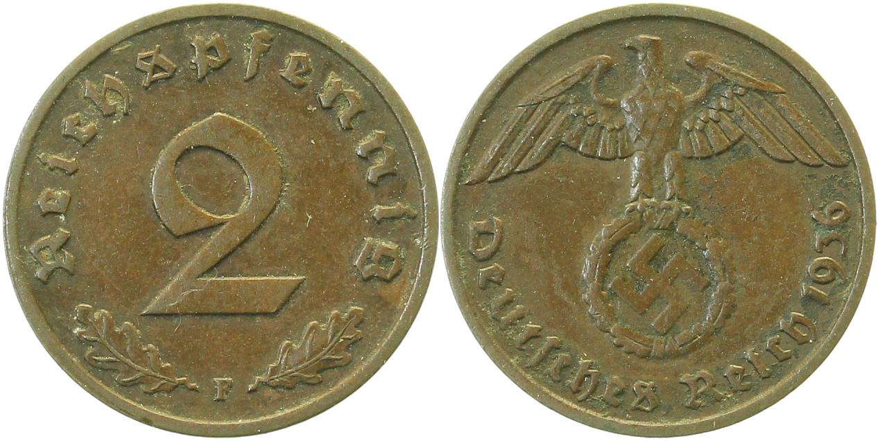 2 Pfennig 1936 F J362 Drittes Reich