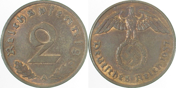 2 Pfennig 1937 A J362 Drittes Reich