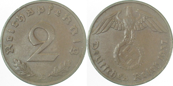 2 Pfennig 1937 E J362 Drittes Reich