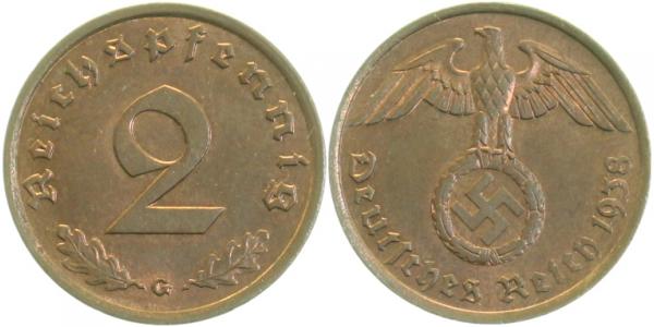 2 Pfennig 1938 G J362 Drittes Reich