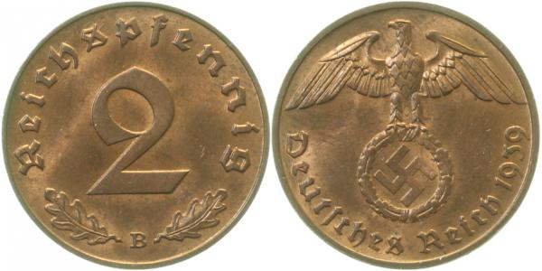 2 Pfennig 1939 B J362 Drittes Reich