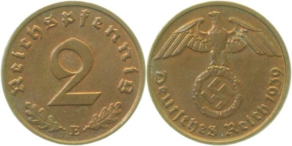 2 Pfennig 1939 E J362 Drittes Reich