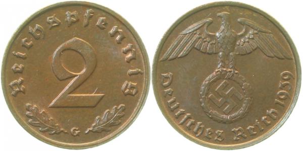 2 Pfennig 1939 G prfr J362 prfr 2 Pfennig