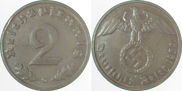 2 Pfennig 1939 G J362 Drittes Reich