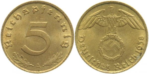 5 Pfennig 1938 A J363 Drittes Reich