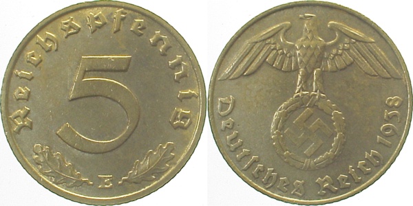 5 Pfennig 1938 E J363 Drittes Reich