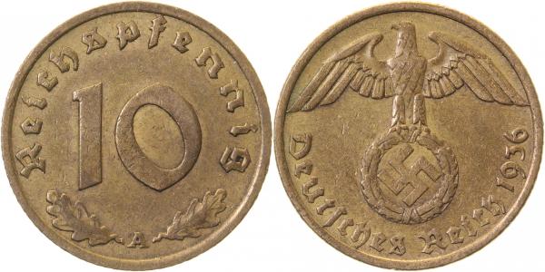 10 Pfennig 1936 A J364 Drittes Reich