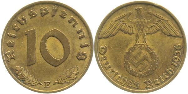 10 Pfennig 1936 E selten J364 leichte Krätzerchen